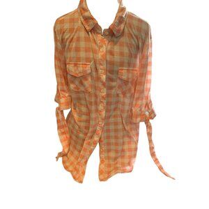 Eden & Olivia woman’s large, Salmon pink and White, plaid